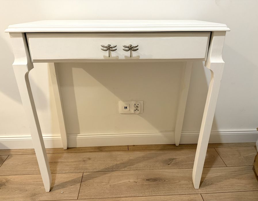 Konsola, biurko, toaletka biała drewniana