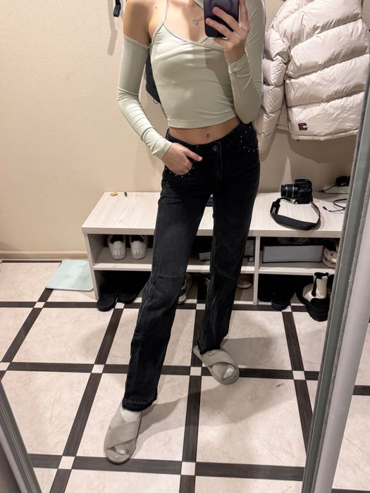 Прямі джинси графітні