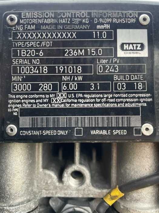 Zagęszczarka 250Kg Płyta Atlas Copco zNorwegi 2019r Tanio Kluczyk HATZ