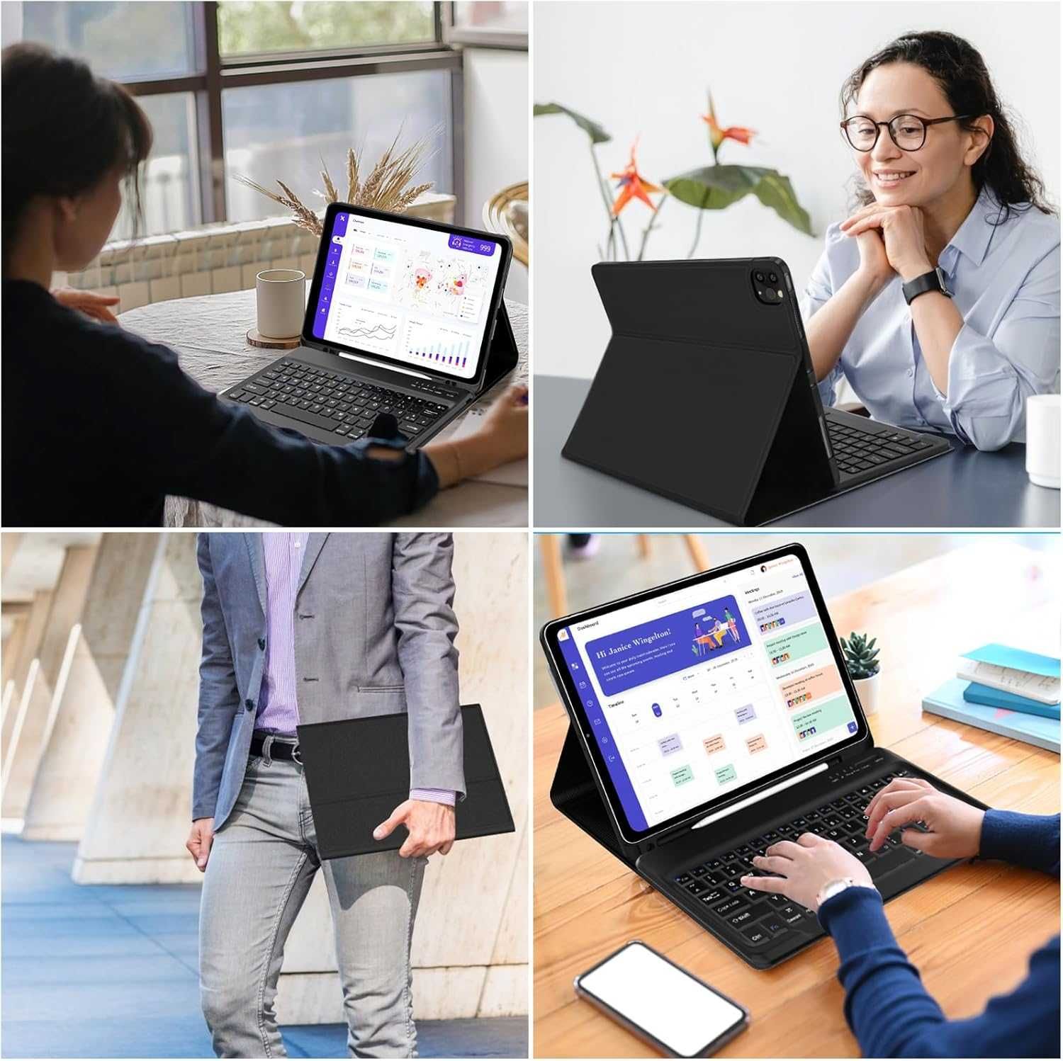 SENGBIRCH etui klawiatura bluetooth do iPad Pro 12.9" 6/5/4/3 czarne