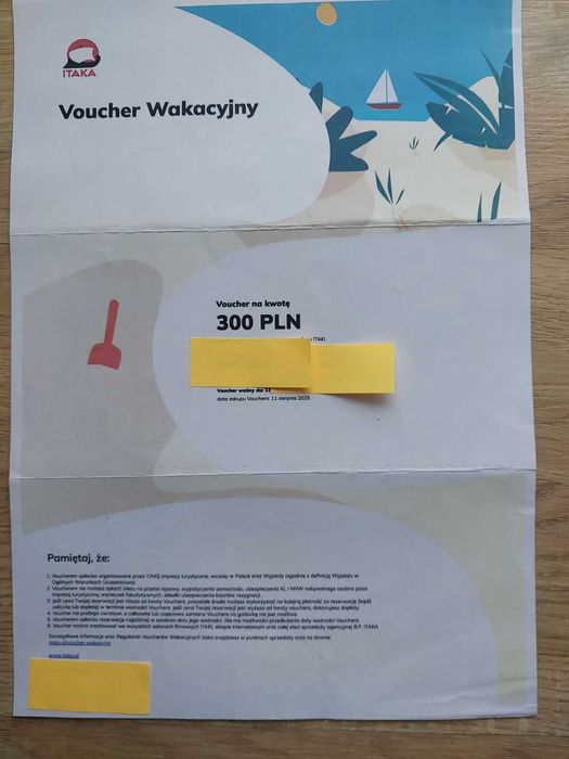 Sprzedam Voucher wakacyjny do ITAKI o wart 1950 zł ważny do 8.8.2027