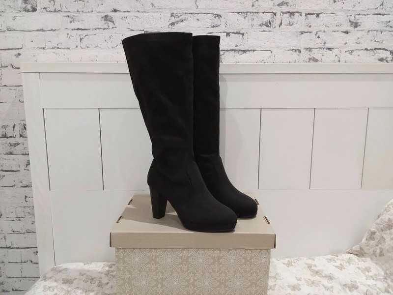 czarne kozaki na słupku marki BPC Bonprix roz. 40 wkładka 25,5 cm nowe