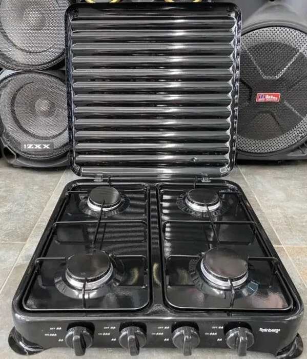 Бытовая газовая плита на 4 конфорки с крышкой Rainberg RB-2227 Черный