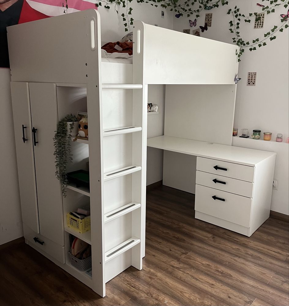 Ikea Smastad łóżko piętrowe na antresoli z biurkiem