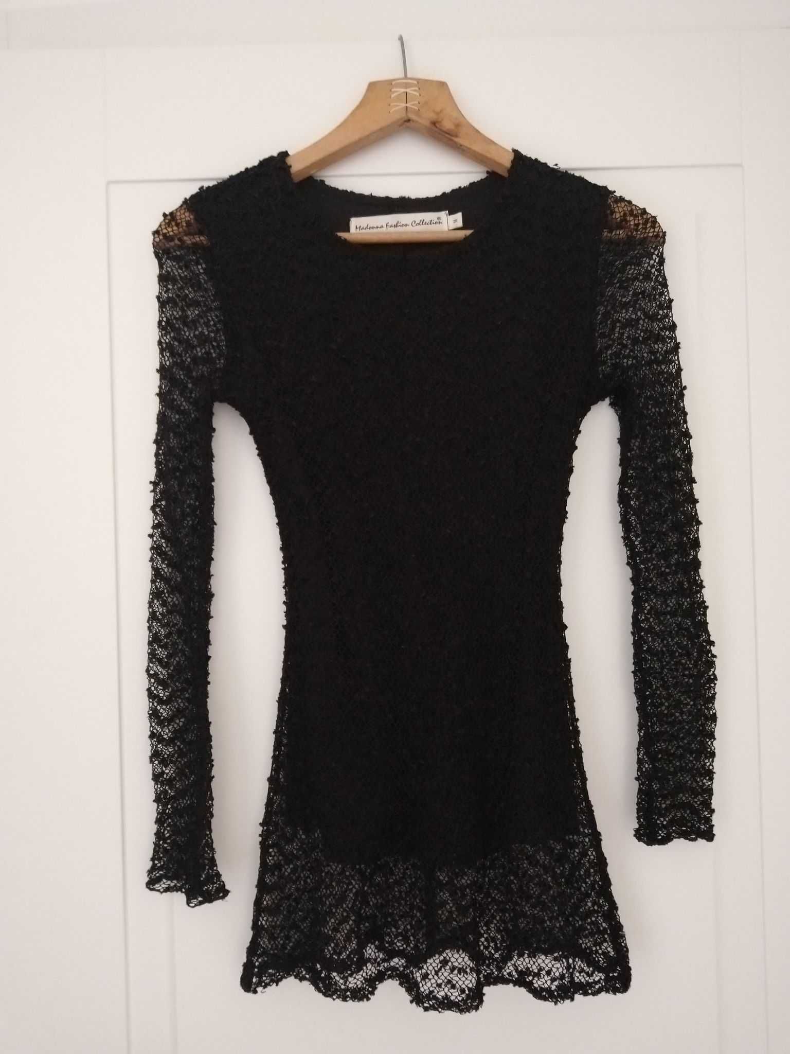 Bluzka tunika czarna z koronką S 36 M 38 Madonna Fashion Collection