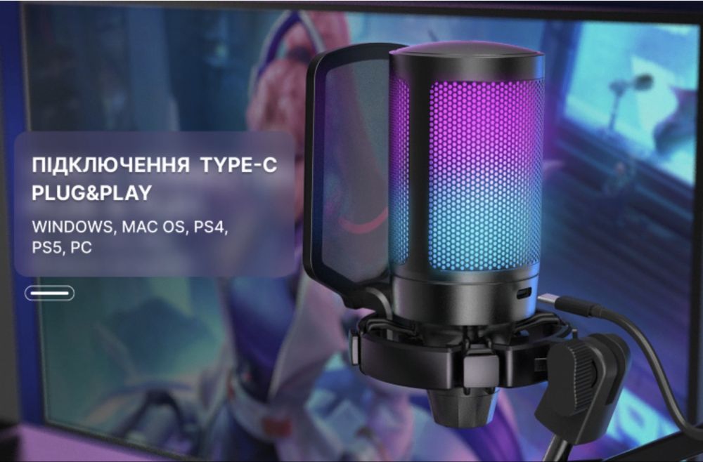 Мікрофон для стрімерів, блогерів, підкастерів Fifine A6T