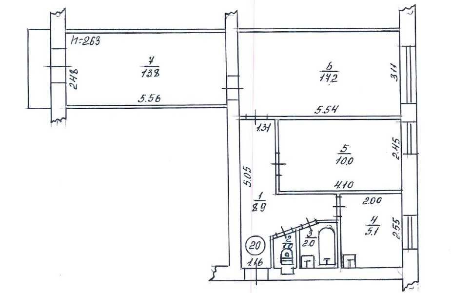 Продаж 3-к квартири (59 м2) м.Бориспіль, в.Завокзальна, 7А, 33000 $