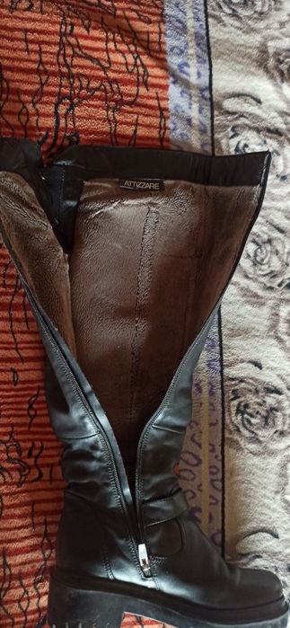 Женские кожаные зимние сапоги