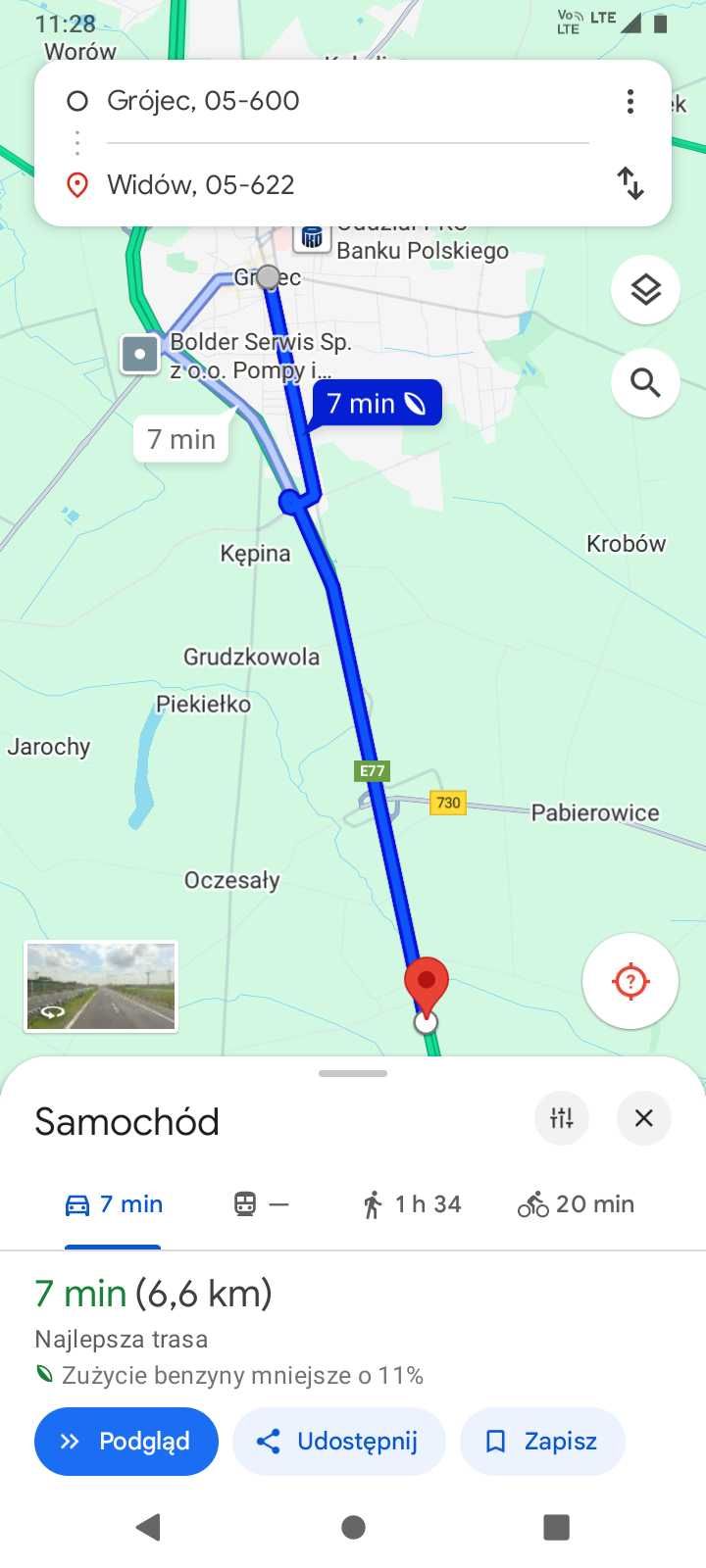 Sprzedam działkę 3780m szerokość 80m 350m od trasy S7 blisko Grójca