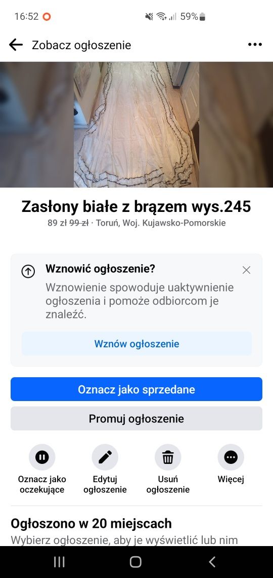 Zasłony białe z brąz wys. 245