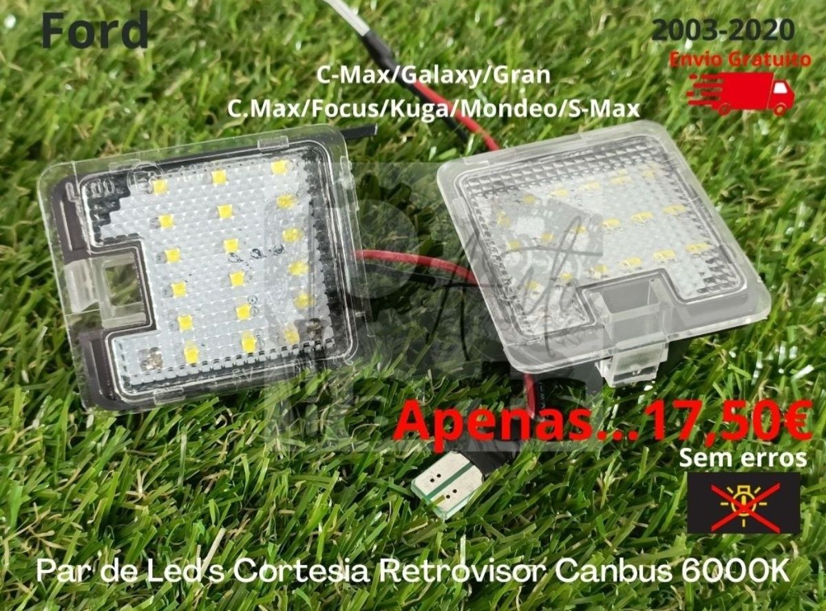 Leds de cortesia retrovisor com canbus ford 6000k