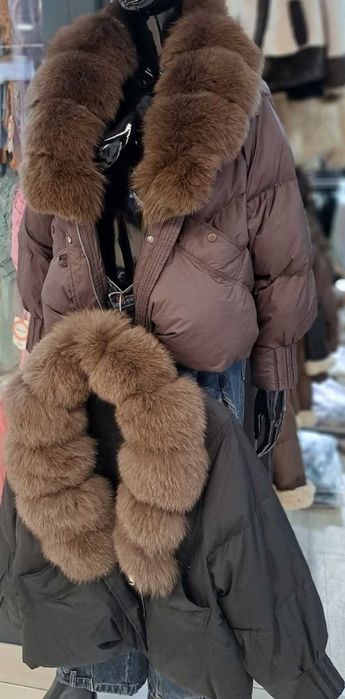 Kurtka zimowa puchowa futro naturalne