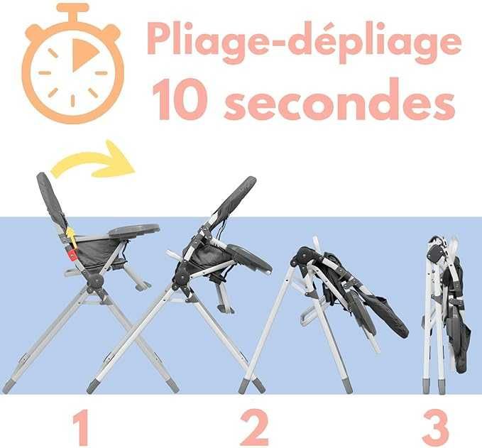 kompaktowe składane krzesełko do karmienia dla dzieci lekkie Bambisol