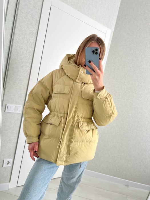 Пуховик пух оверсайс бежевий парка