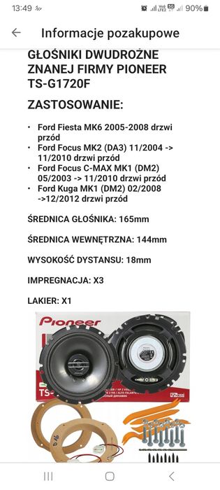Glosniki samochodowe pioneer