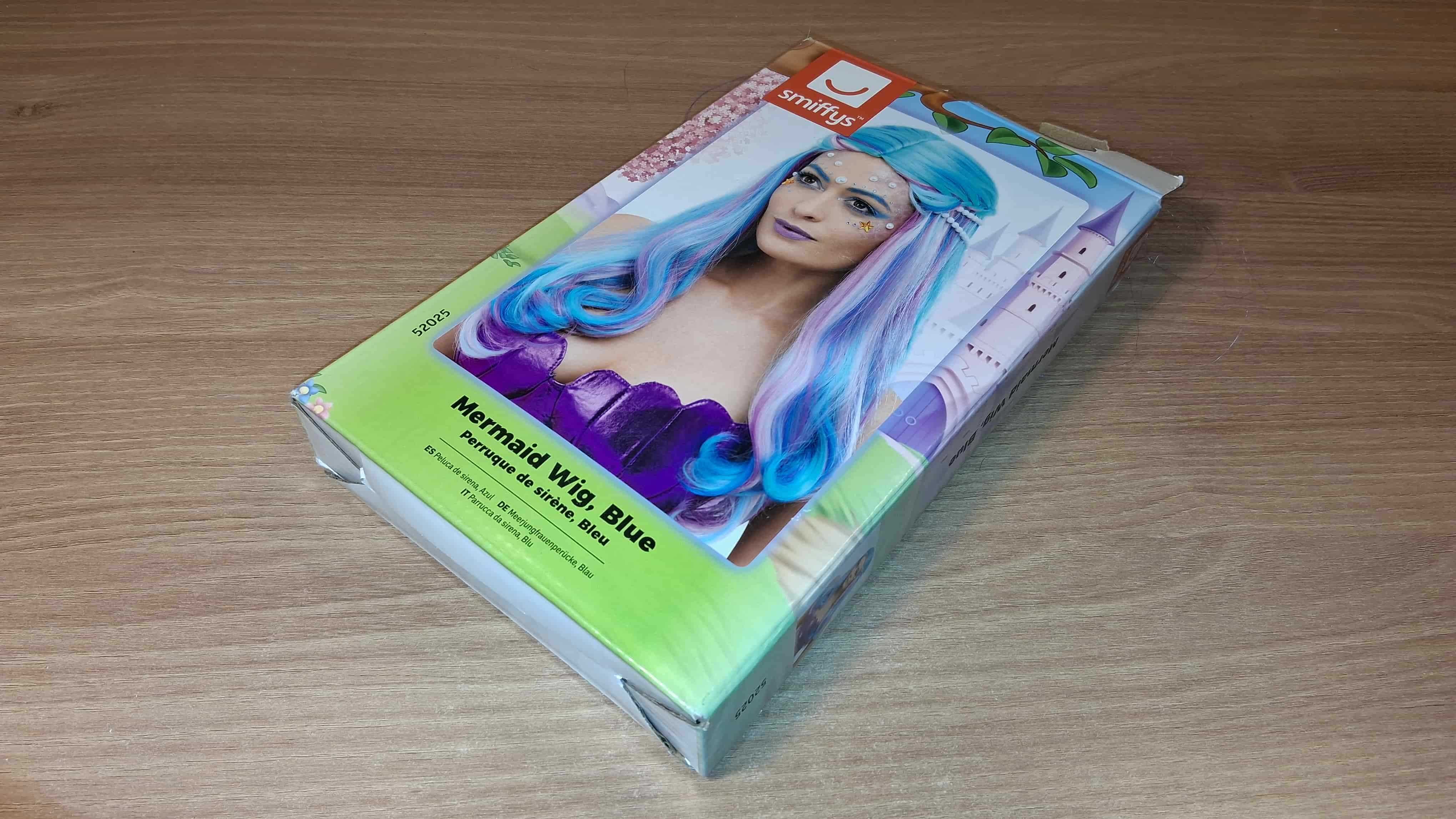 Nowa Peruka Smiffys Syrenka Niebieska Mermaid Wig Blue Box