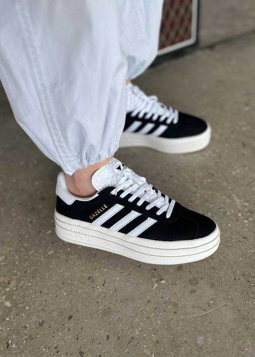 Кросівки Adidas Gazelle Bold Platform Black/White premium