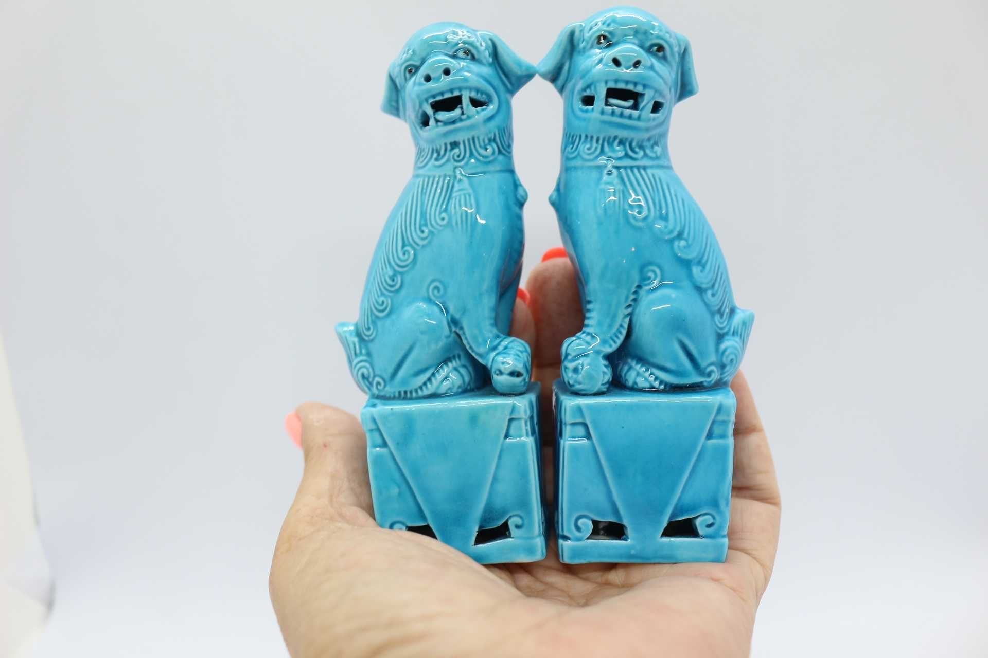 Par de Cães Foo 11,5 cm Porcelana Chinesa XX