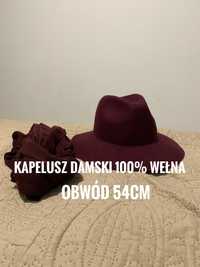 Damski kapelusz welniny - 100% wełna plus gratis szaliczek