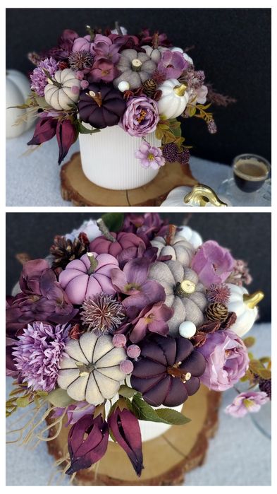 Piękny jesienny  bukiet z dyniami