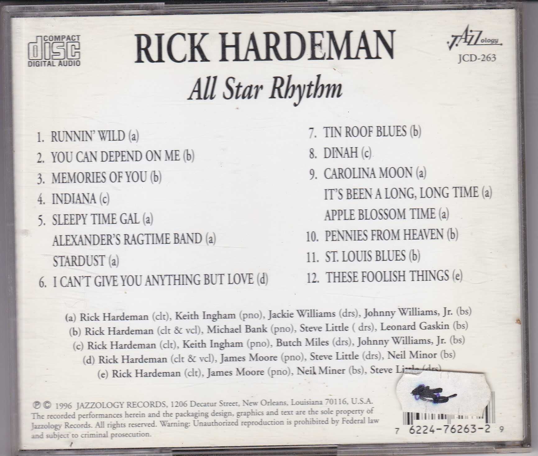 Rick Hardeman - All Star Rhythm .CD .