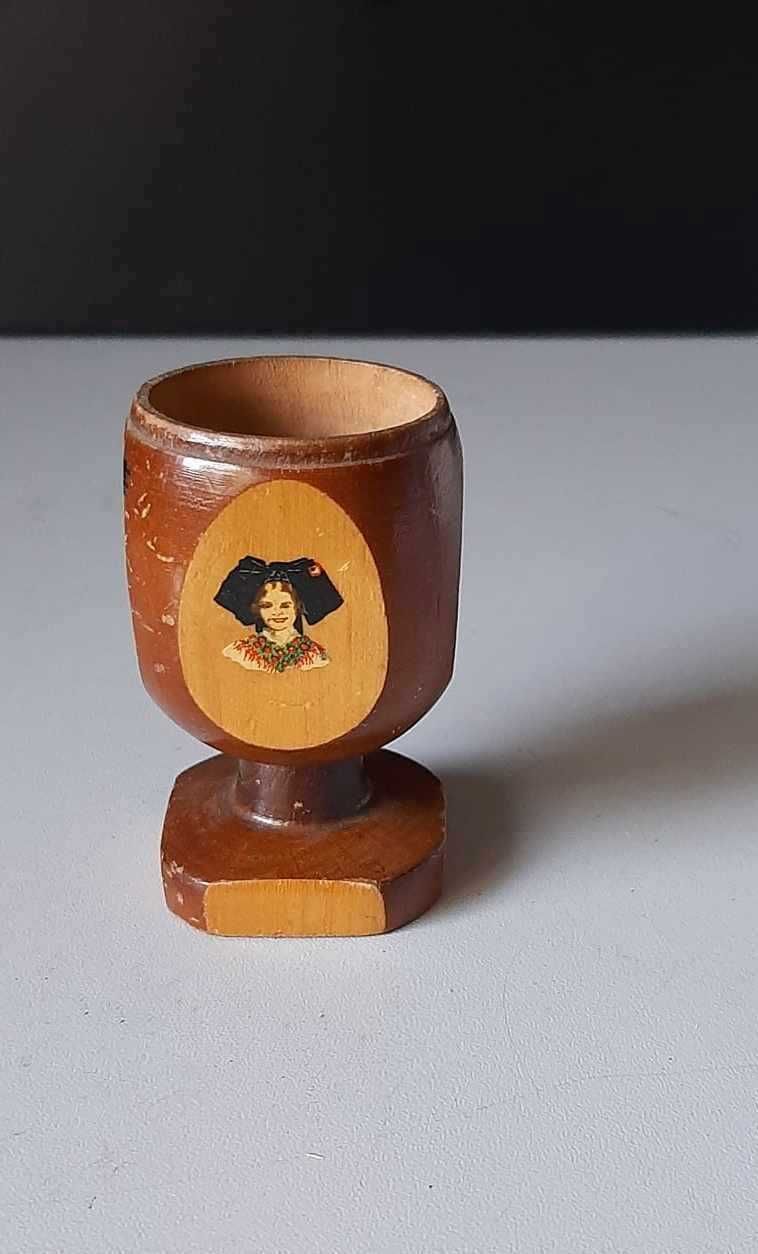 Drewniany kieliszek na jajko Urbes, Francja | vintage, retro | PRL