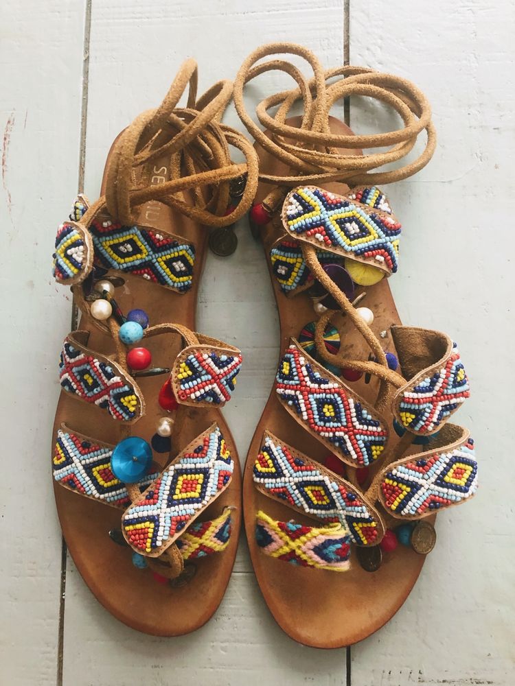 Sandalias rasas multicoloridas - 40