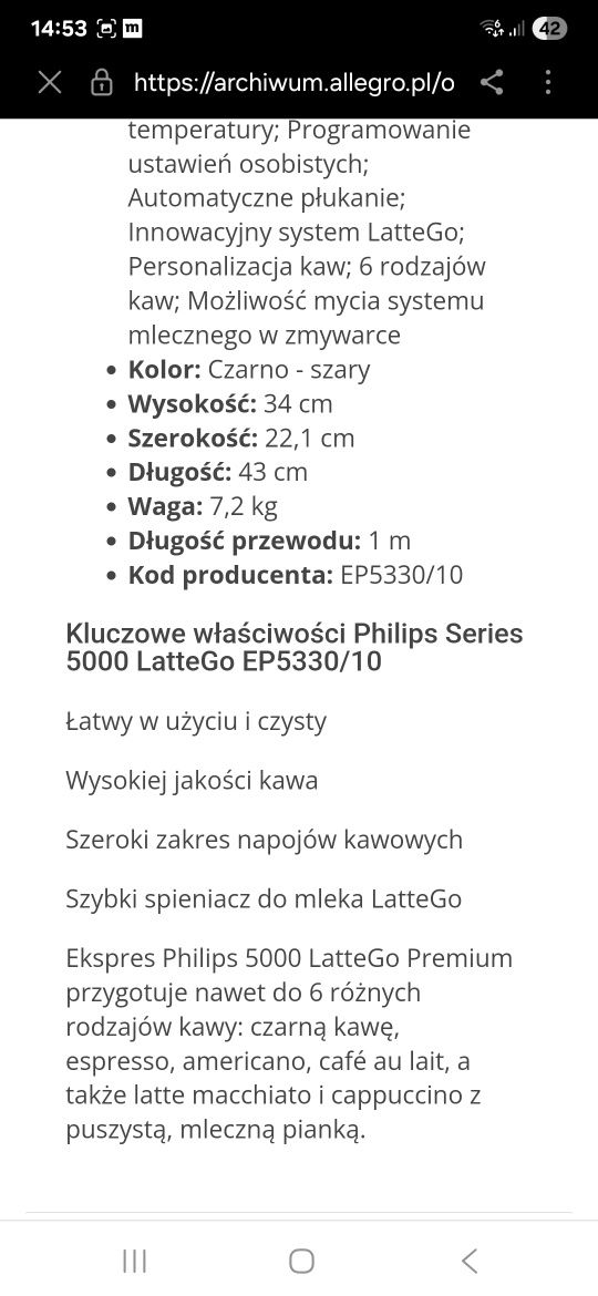 Ekspres do kawy philips lattego