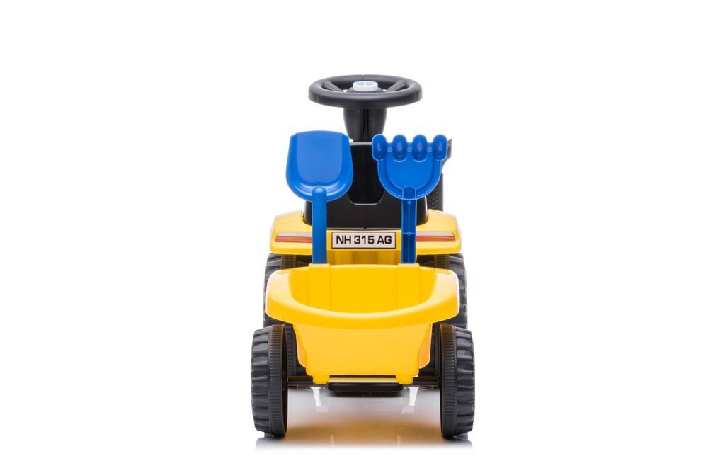Jeździk odpychacz traktor z przyczepką i funkcjami dźwiękowymi żółty