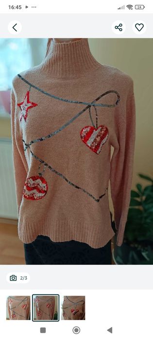 Sweter świąteczny choinka cekiny śliczny