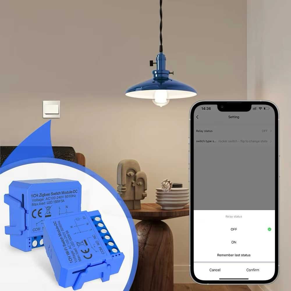 AVATTO Tuya ZigBee inteligentny moduł suchy kontakt AC 100-240V