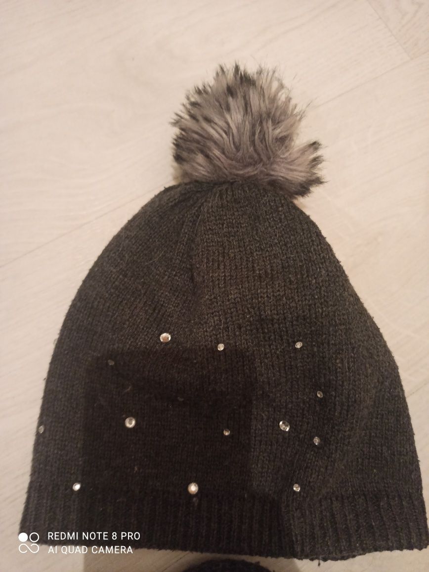 Komplet zestaw zimowy czapka szalik rękawiczki Zara dziewczynka 5-8 la