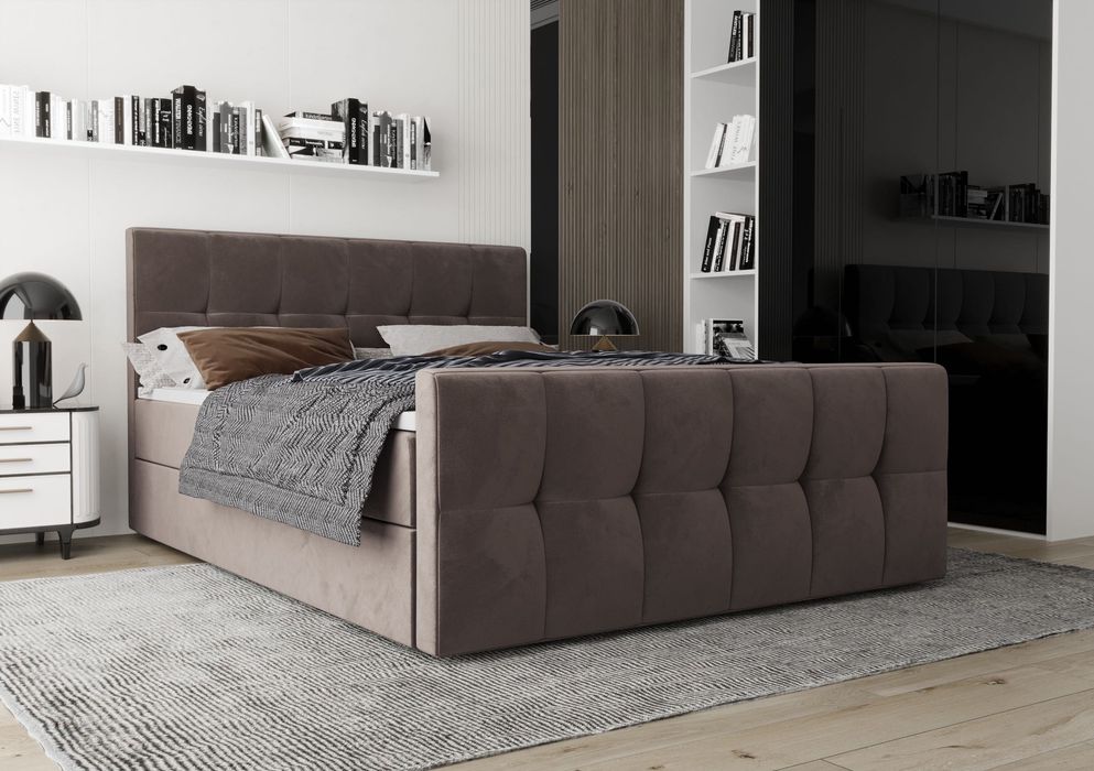 Łóżko Kontynentalne Sypialniane YORK + TOPPER 160x200 EN MEBLE