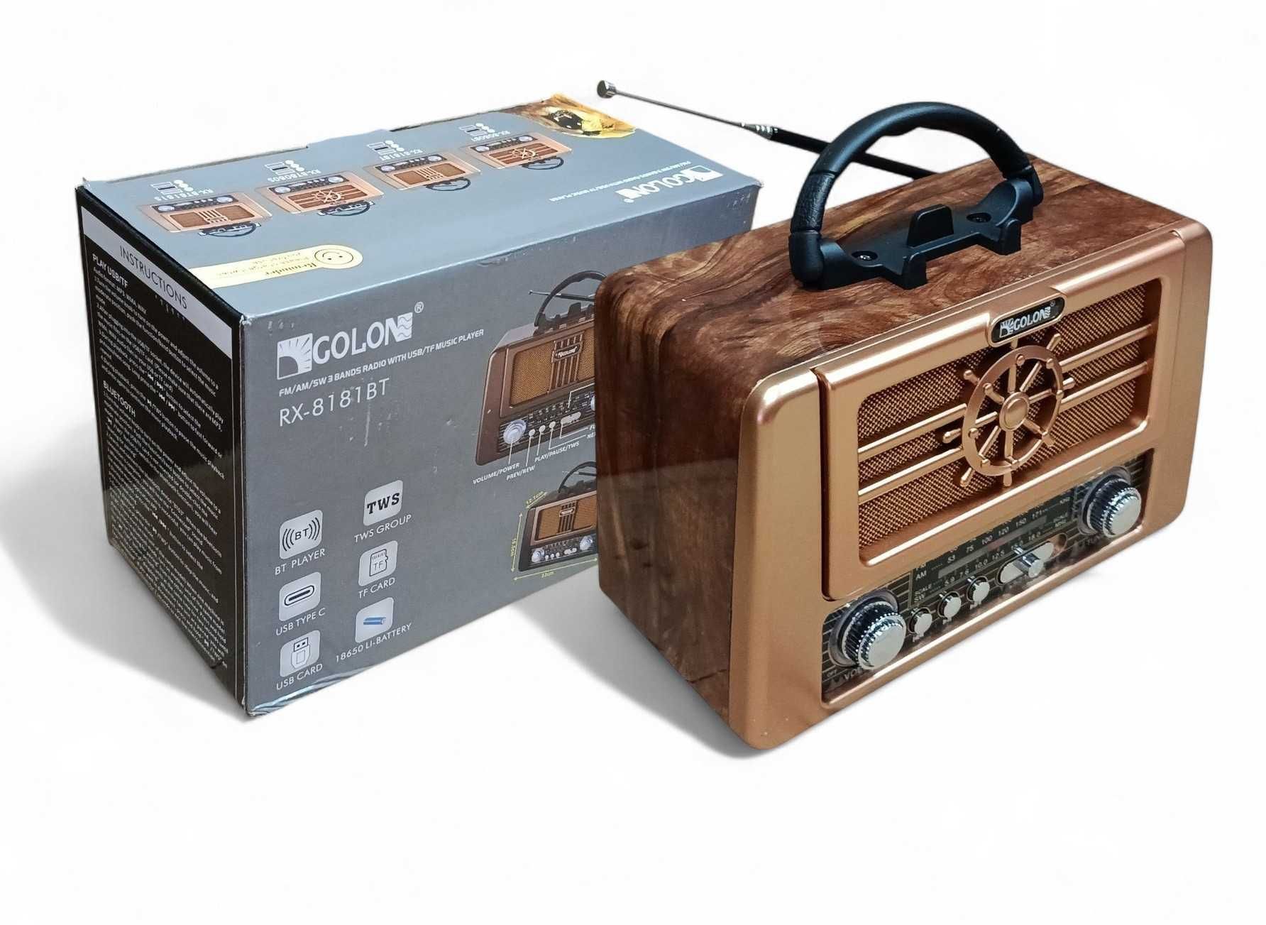 Radio RETRO przenośne SOLARNE głośnik bluetooth akumulator usb