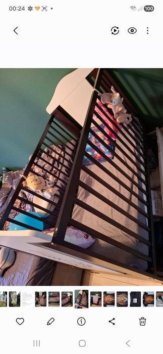 Łóżeczko niemowlęce brazowo-biale