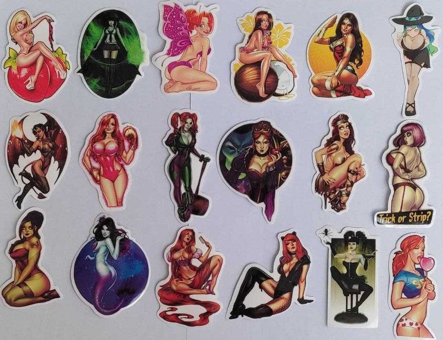 Наклейки стикеры красивые девушки "Pin-up & Fantasy Girls" — 50 шт.
