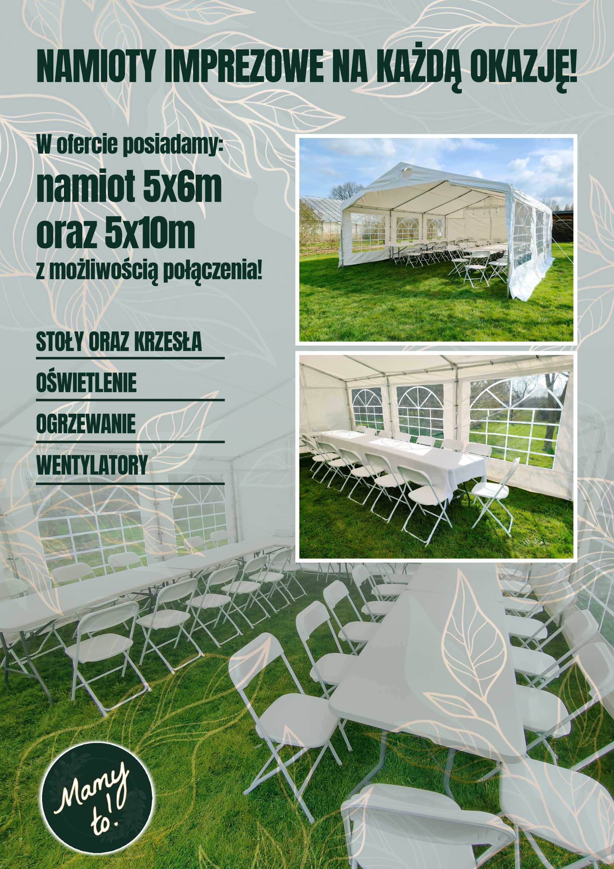 Duże namioty imprezowe z wyposażeniem! Na komunię, poprawiny!!
