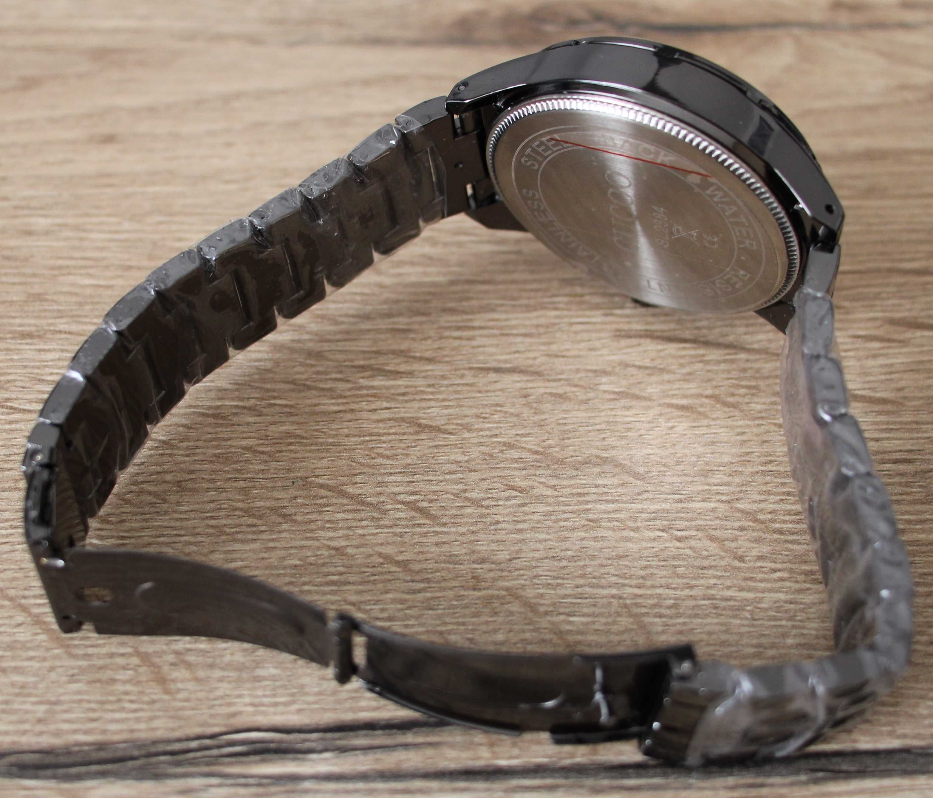 Zegarek kwarcowy męski elegancki bransoleta stalowa klasyczna czarna