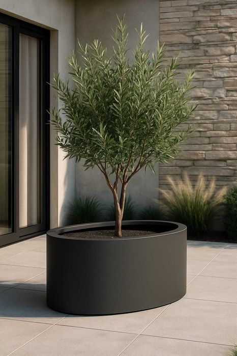 Donica OVAL FineGardens.pl antracyt włókno szklane