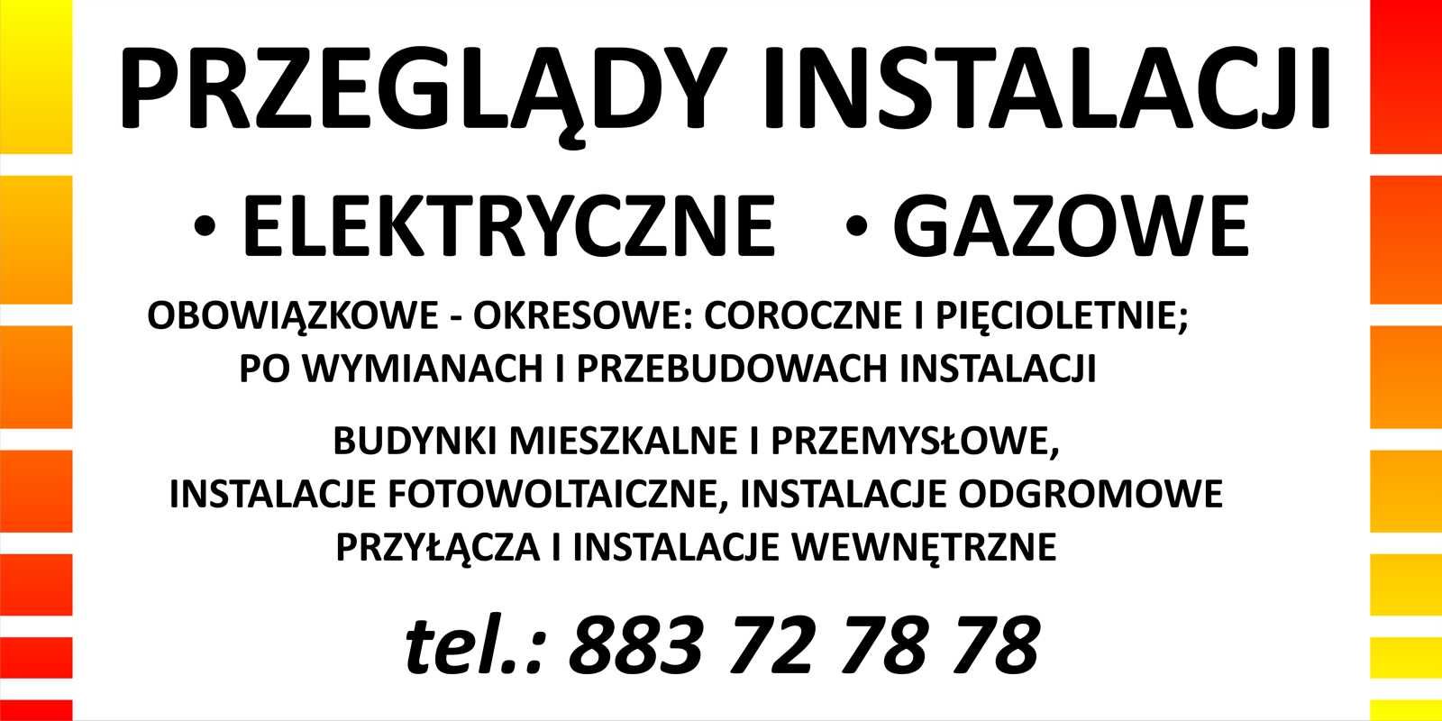 Przeglądy i pomiary elektryczne, przeglądy gazowe, protokoły, FV