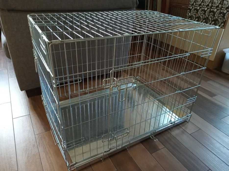 Klatka kennelowa dla psa - rozmiar M - 78x55x60 cm - ocynk