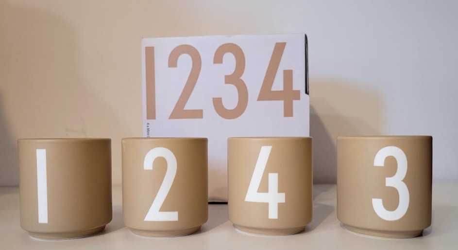 Design Letters Zestaw 4 filiżanek do espresso Porcelanowa