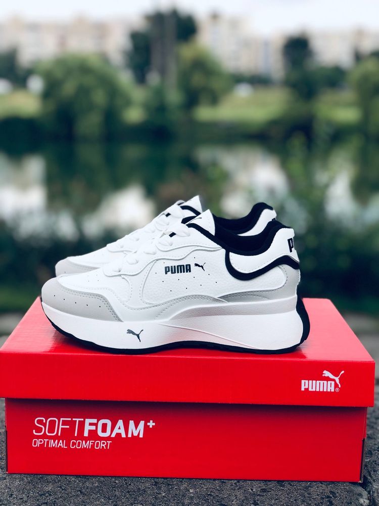 Снежно - белые / Кроссовки Puma белые женские SoftFoam+ кросовки Пума