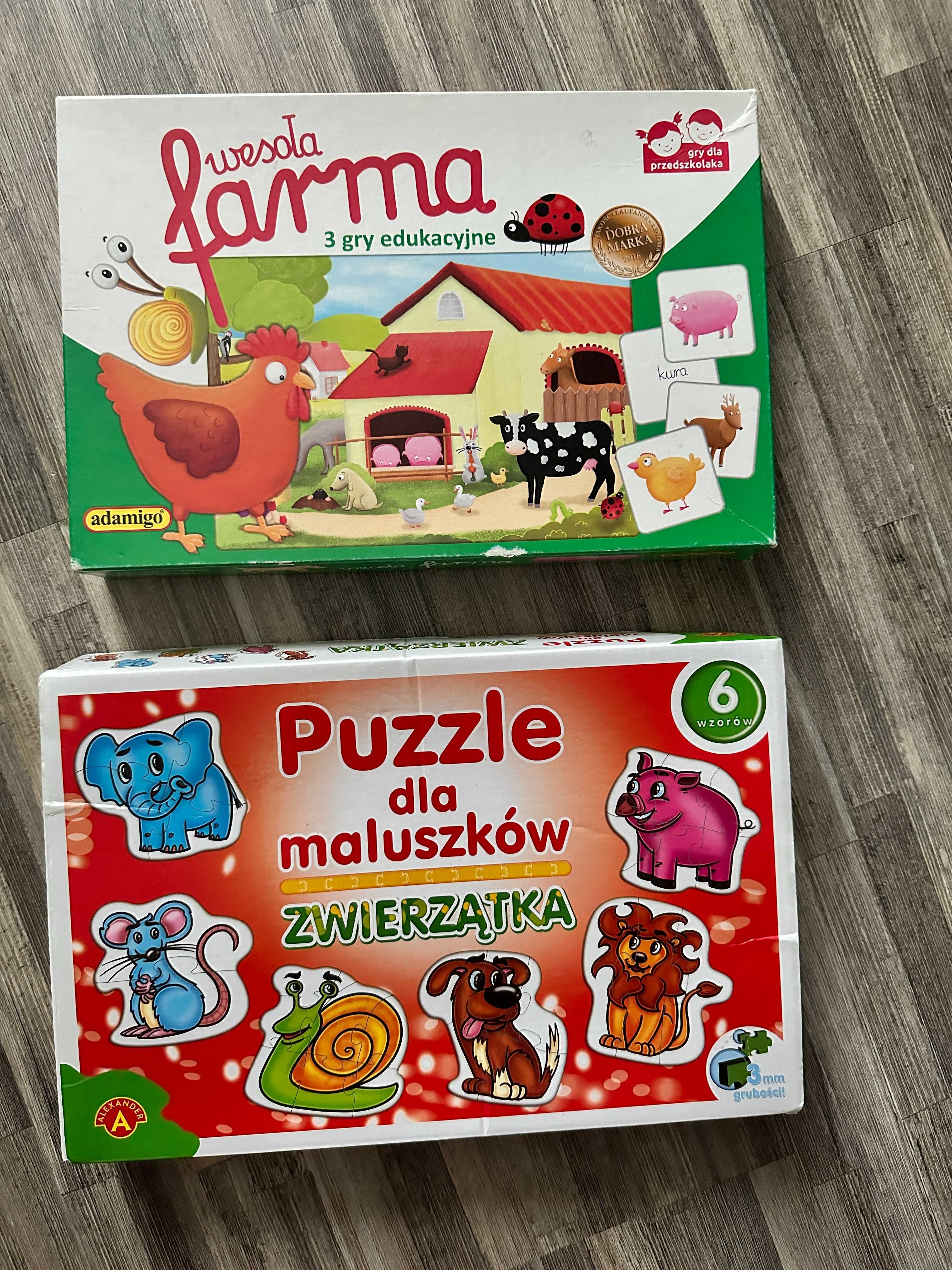 Zestaw 4cz.”Wesoła farma"+stemple+puzzle + klocki  / dla przedszkolaka