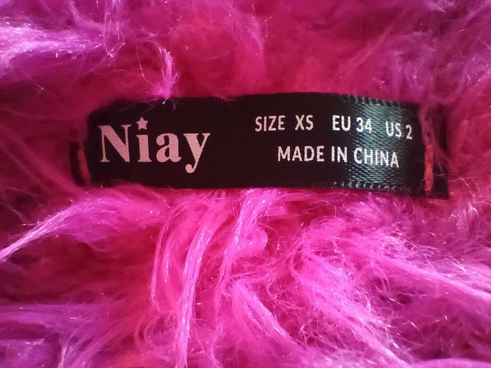 Narzutka/sweter/Kurtka/płaszczyk puchaty różowy , Niay XS