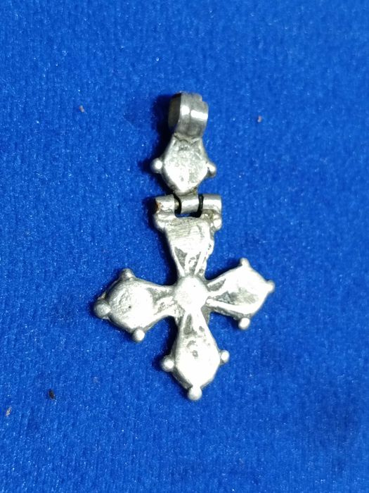 Cruz Prata Testada Copta Etiópia Séc XIX 4,1 cm 6,9 gr. Original