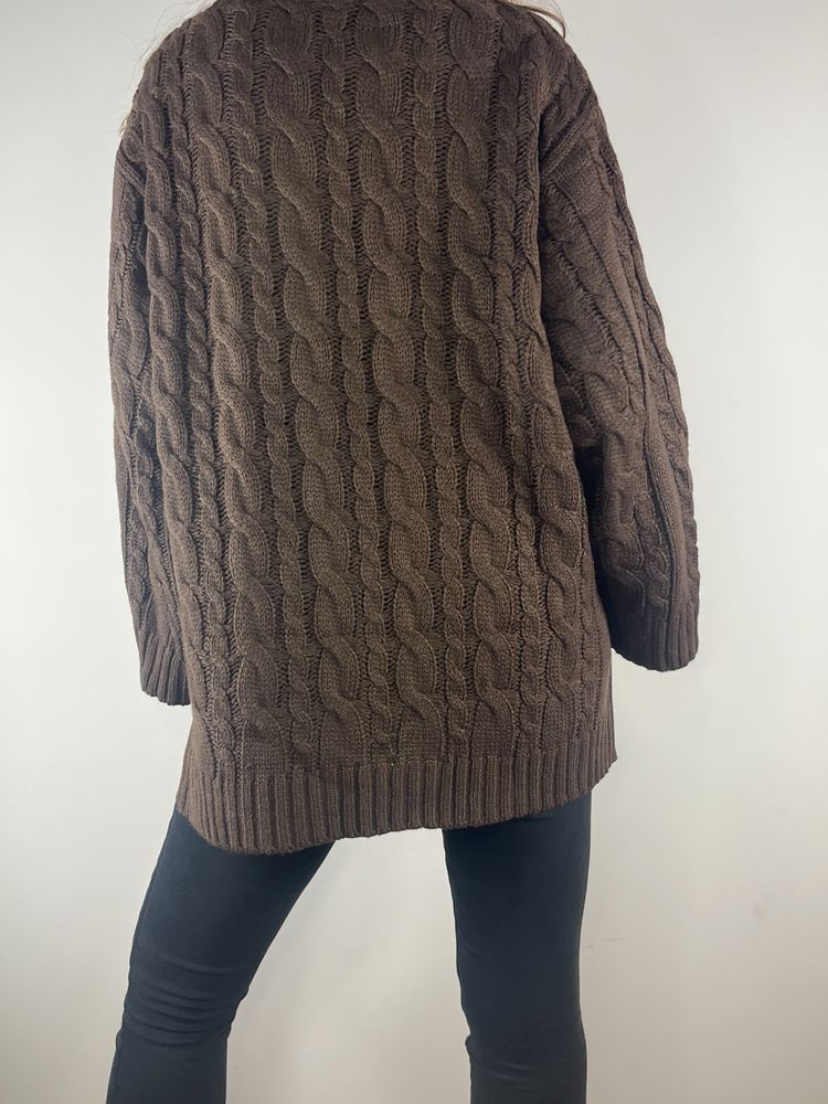 Brązowy czekoladowy sweter z szerokimi rękawami Rainbow rozmiar 42 XL