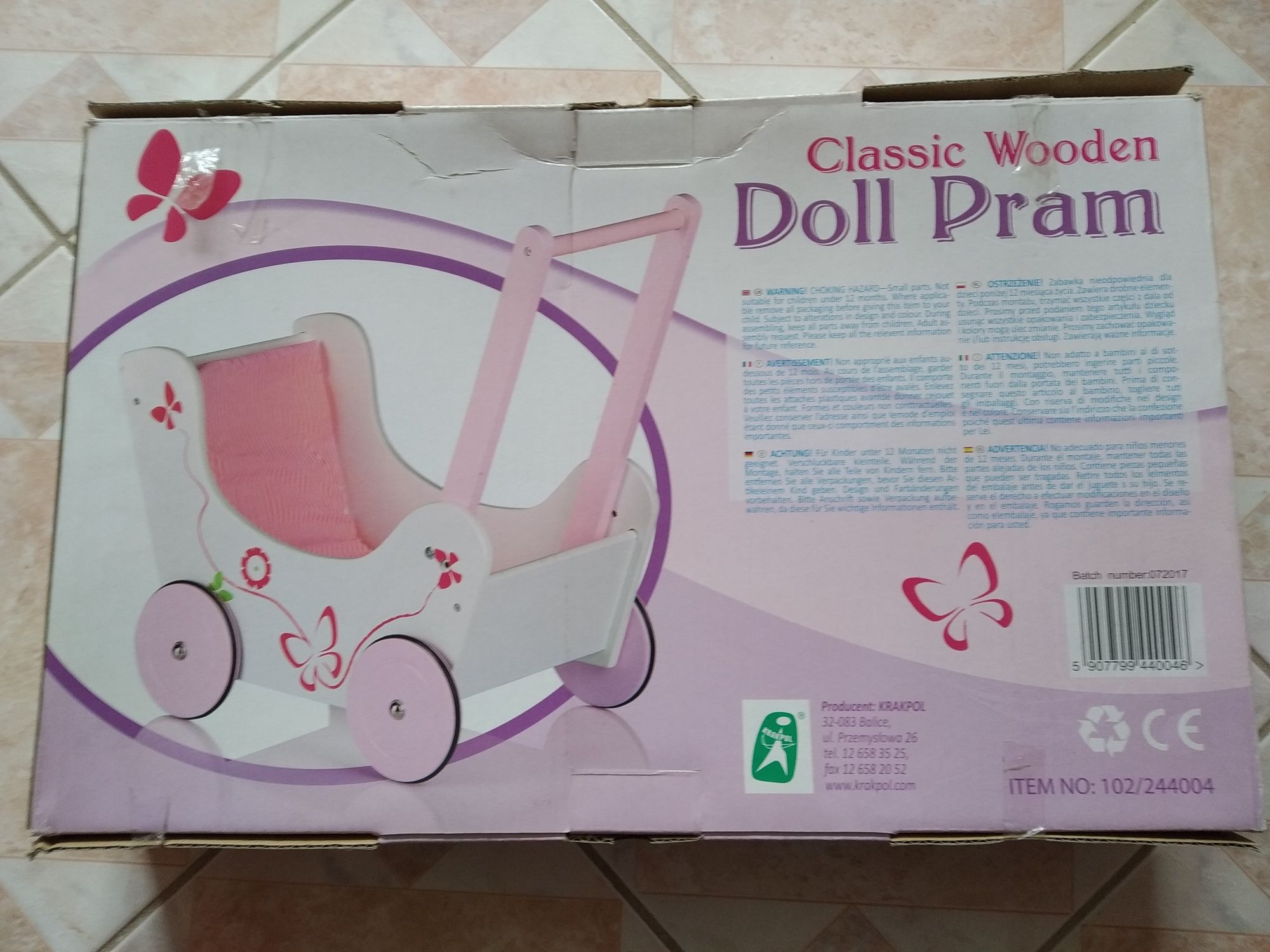 Wózek drewniany pchacz Doll Pram