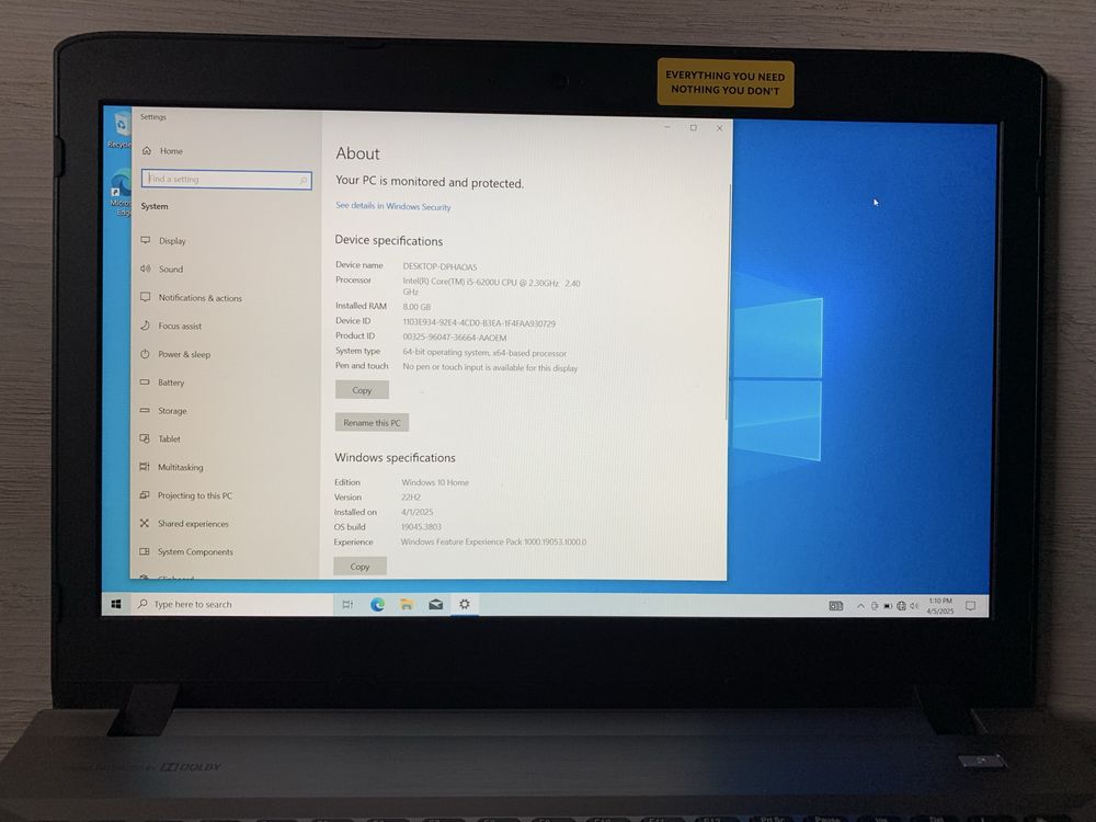 Ноутбук PEAQ i5-6200U/ddr4 8Gb/ssd 128Gb