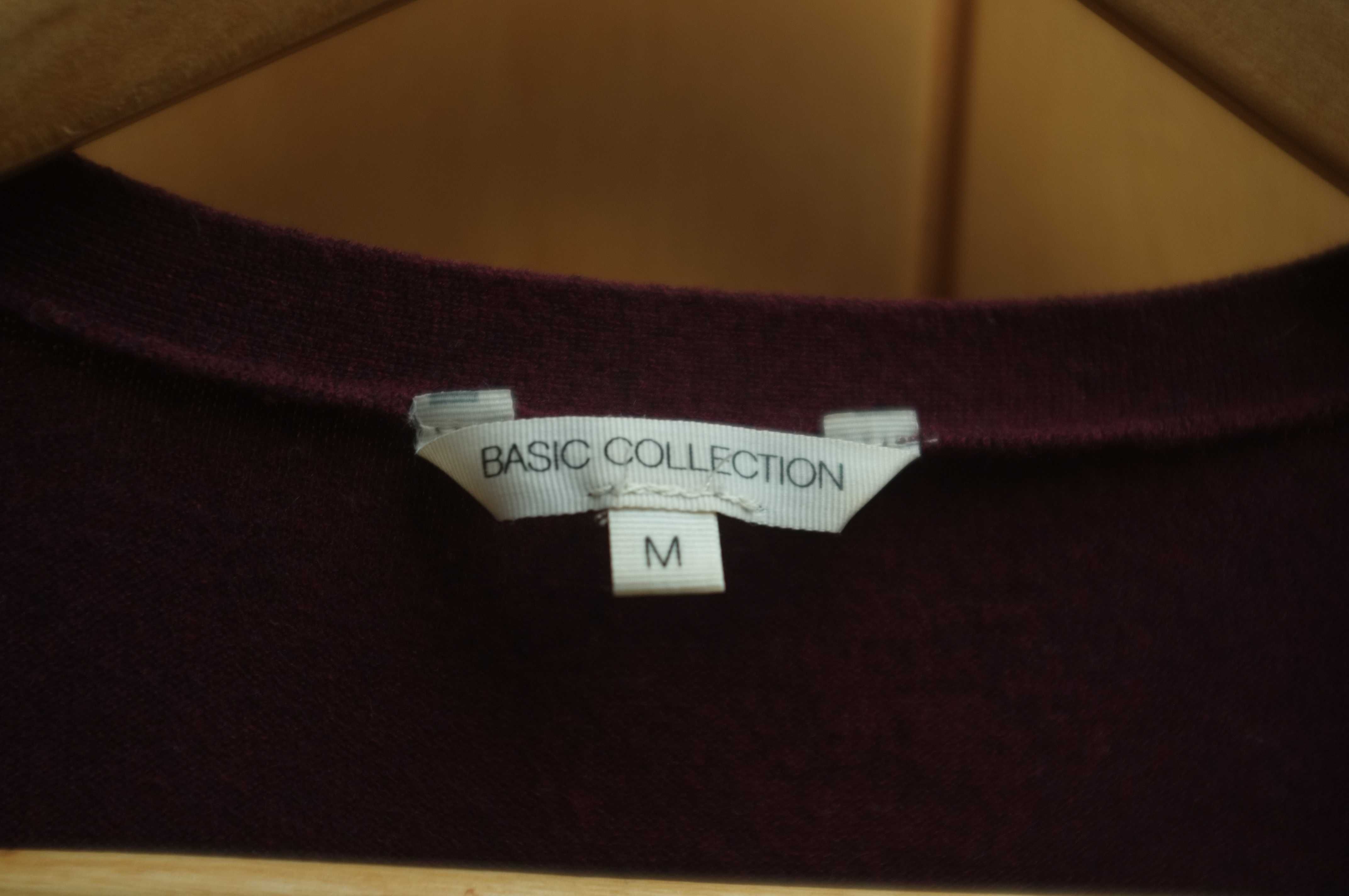 buraczkowy bordowy długi kardigan sweterek guziki Basic Collection